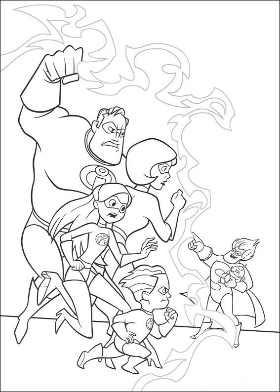 coloriage les indestructibles sauvent leur bebe